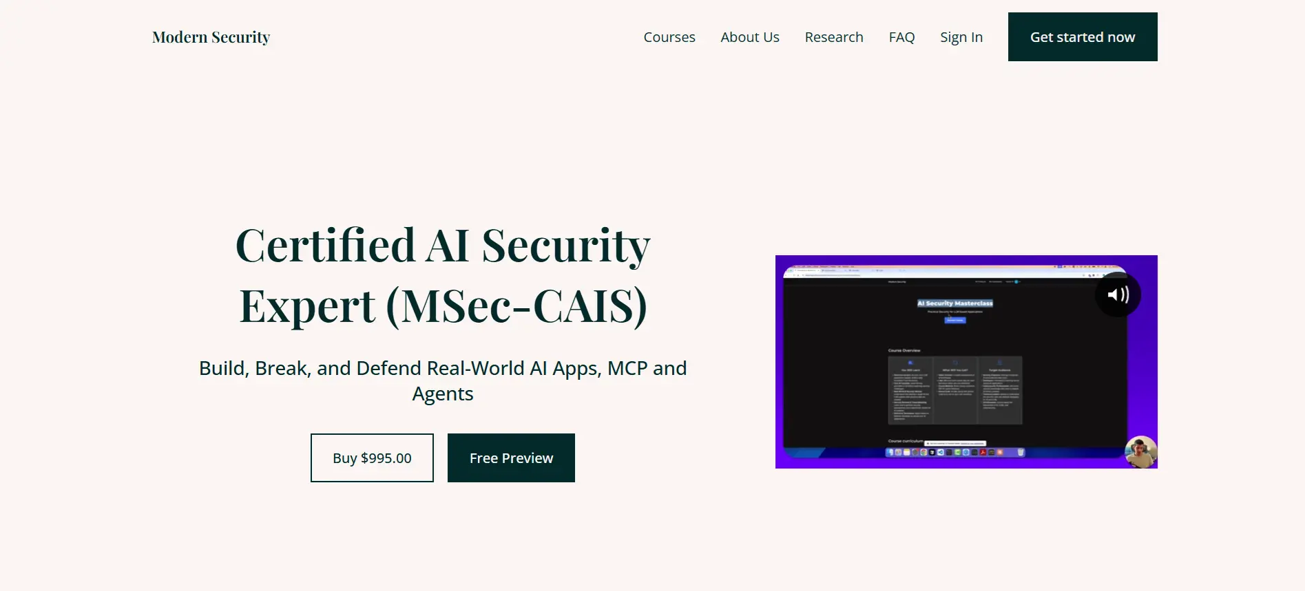 Modern Security AI Security Certification Course