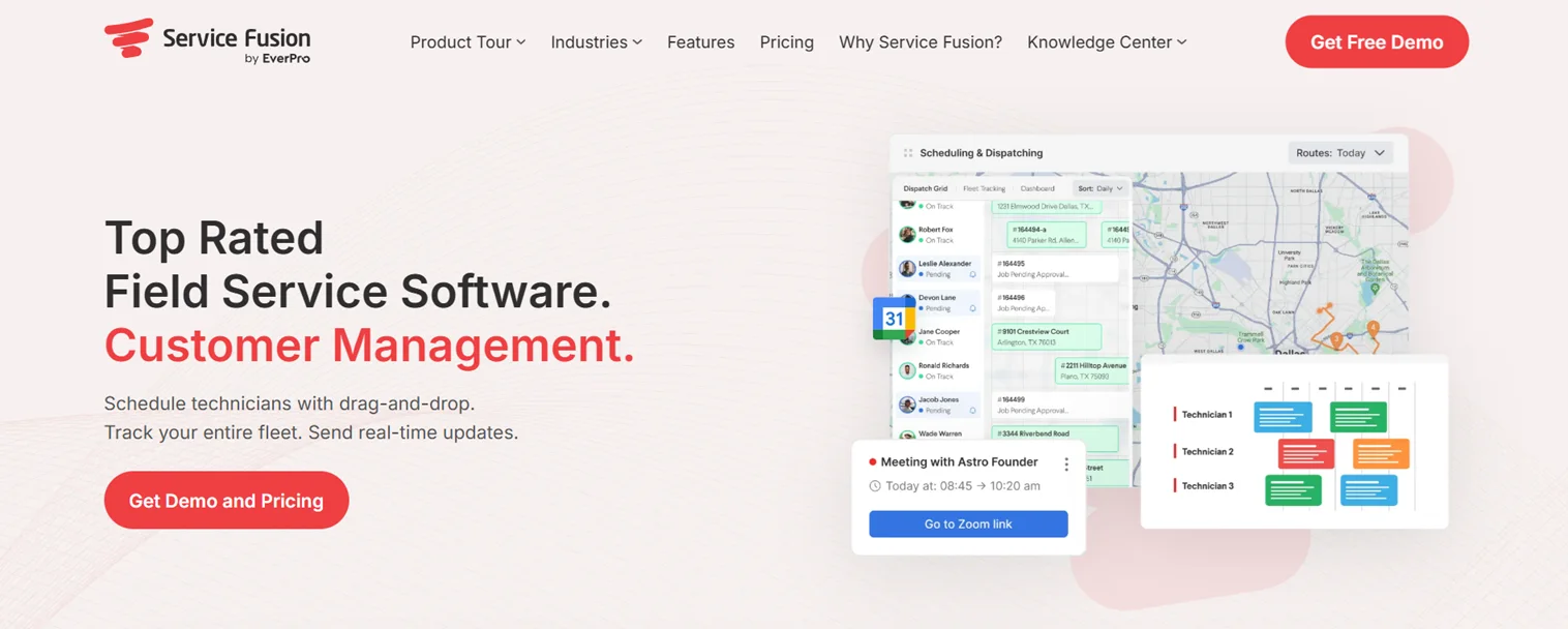 Service Fusion Website Home Page Screen Shot