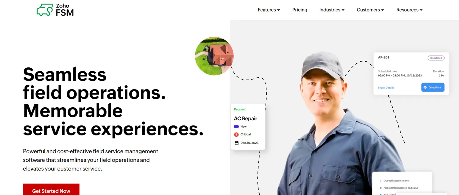 Zoho FSM Website Screen Shot